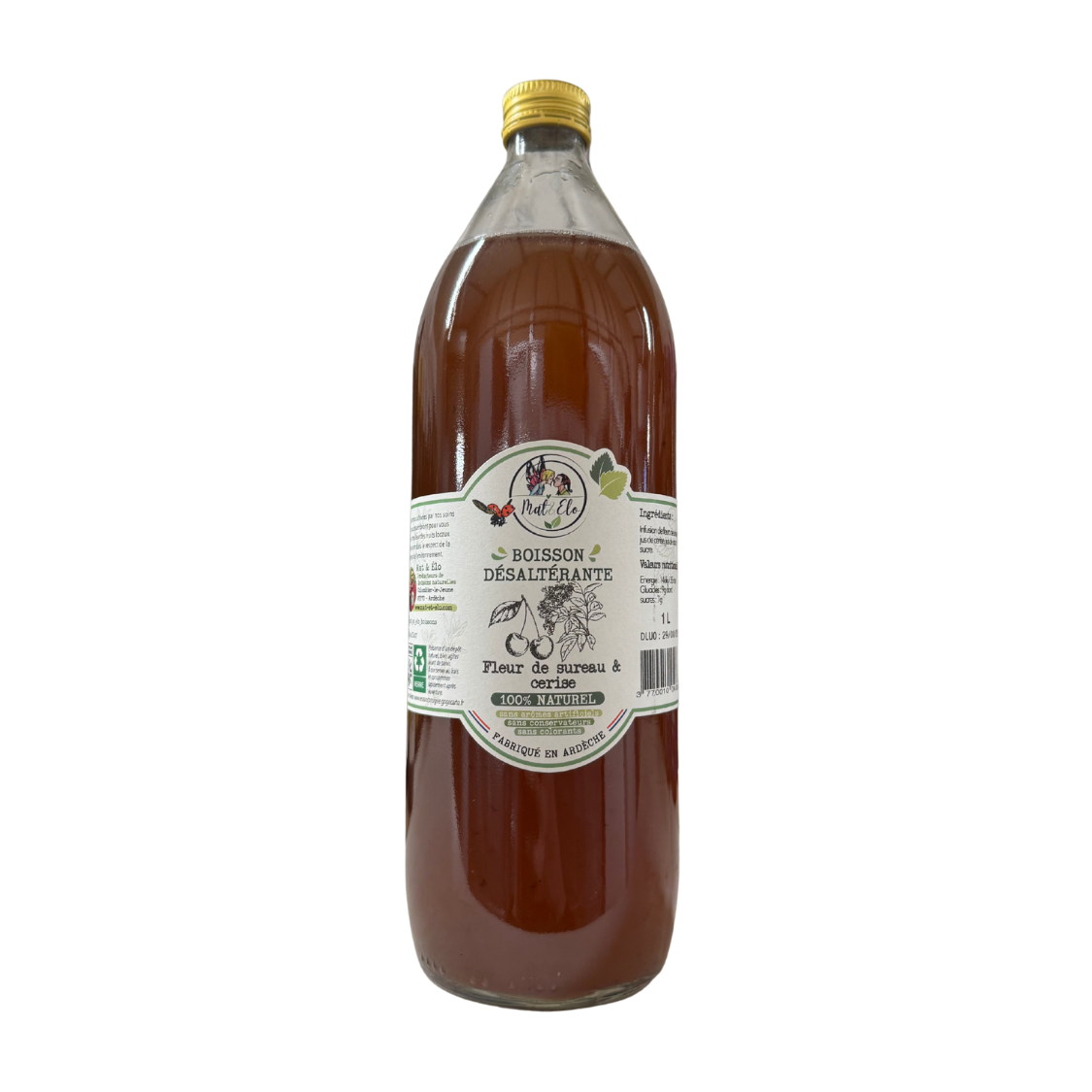 Boisson Désaltérante Fleur de sureau & cerise - 1L