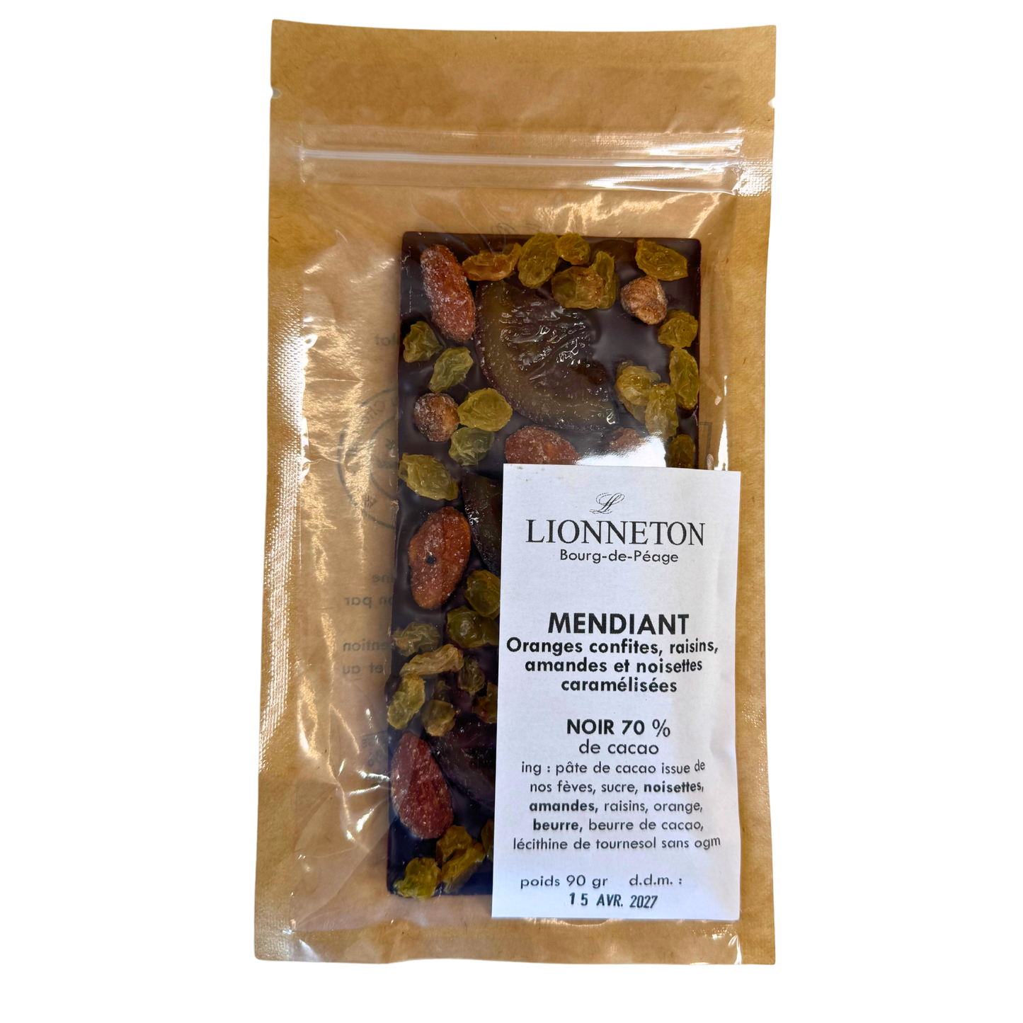 Tablette - Chocolat Noir 70% - Mendiant - 90g