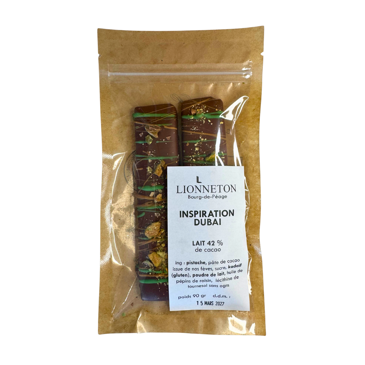 Tablette Chocolat au Lait 42% - Inspiration Dubaï - 90g