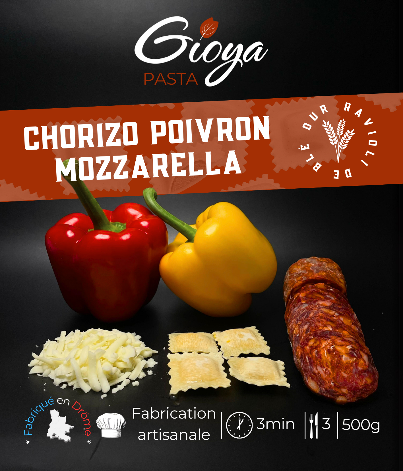Raviolis Chorizo, Poivron & Mozzarella - 500g