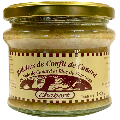 Rillette foie gras de canard & bloc de foie gras - 180g